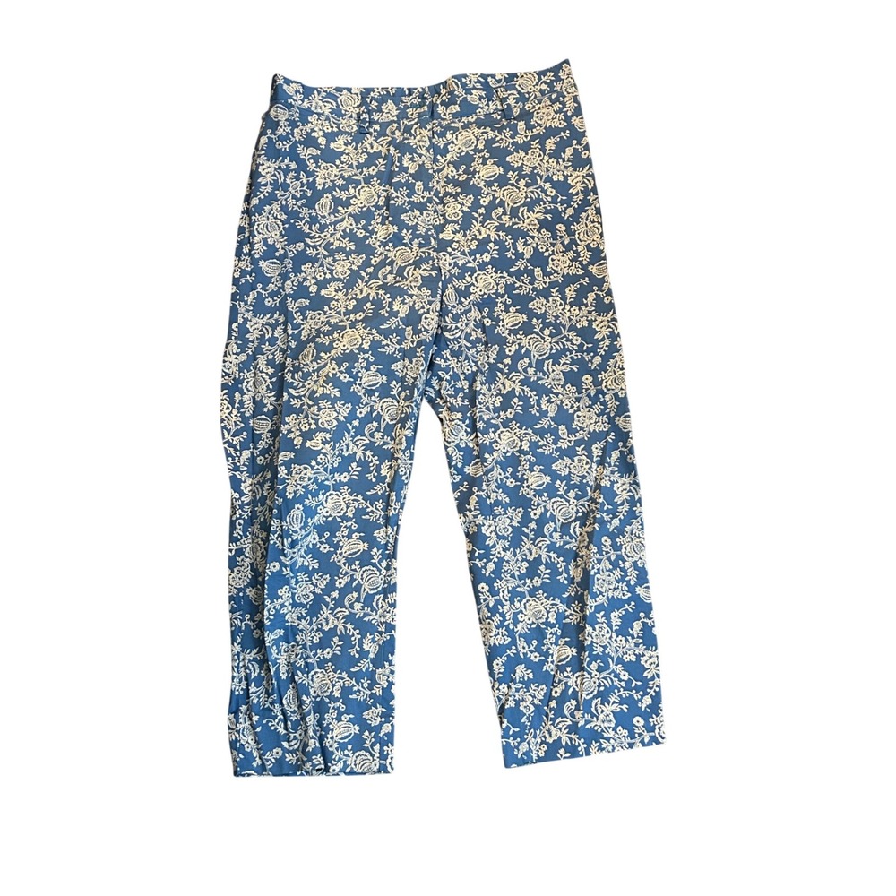 Vintage Lauren Ralph Lauren Blue Floral Pants Size 8 Made in Hong Kong 80s